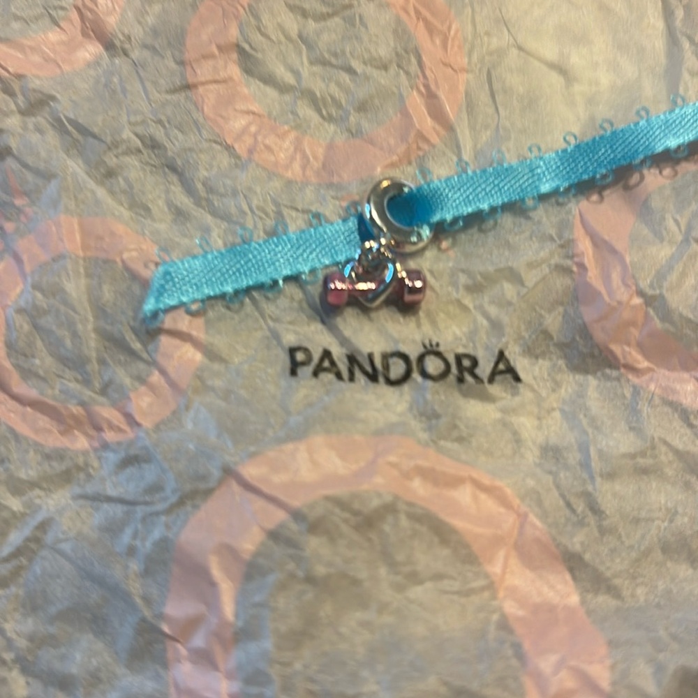 Pandora pink heart weight dumbbell charm
